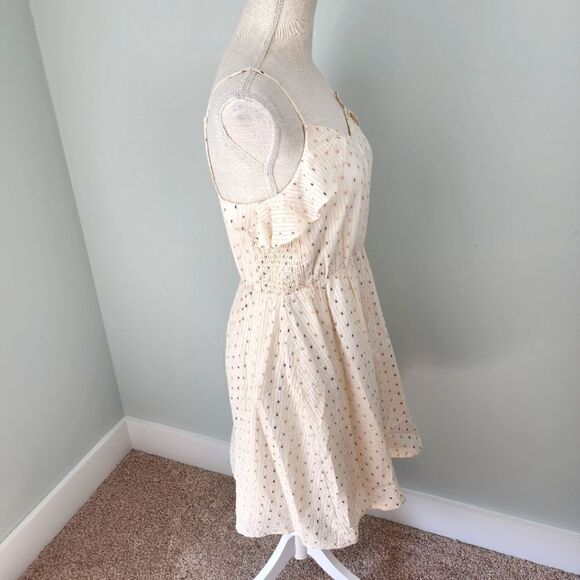 A NEW DAY WOMEN'S POLKA DOT SMOCKED METALLIC SLEVELESS DRESS SIZE XS - Picture 7 of 11